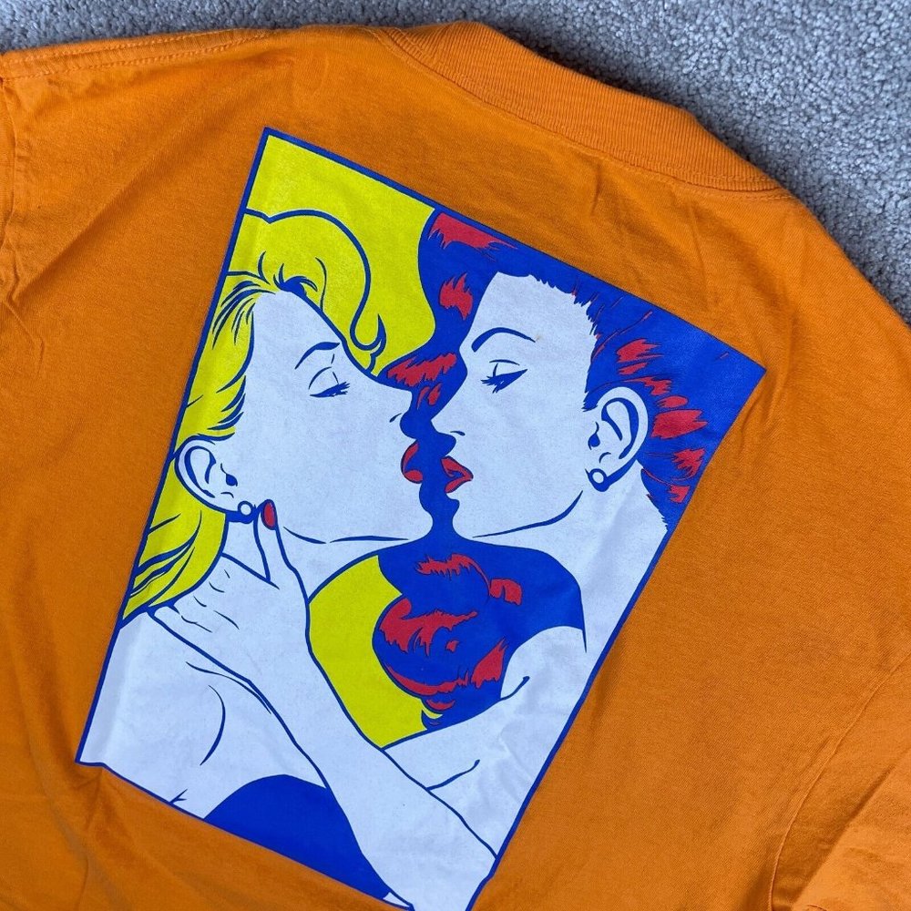 Primitive Skateboarding Apparel T-Shirt Men's L Orange Kiss Pocket Short Sleeve